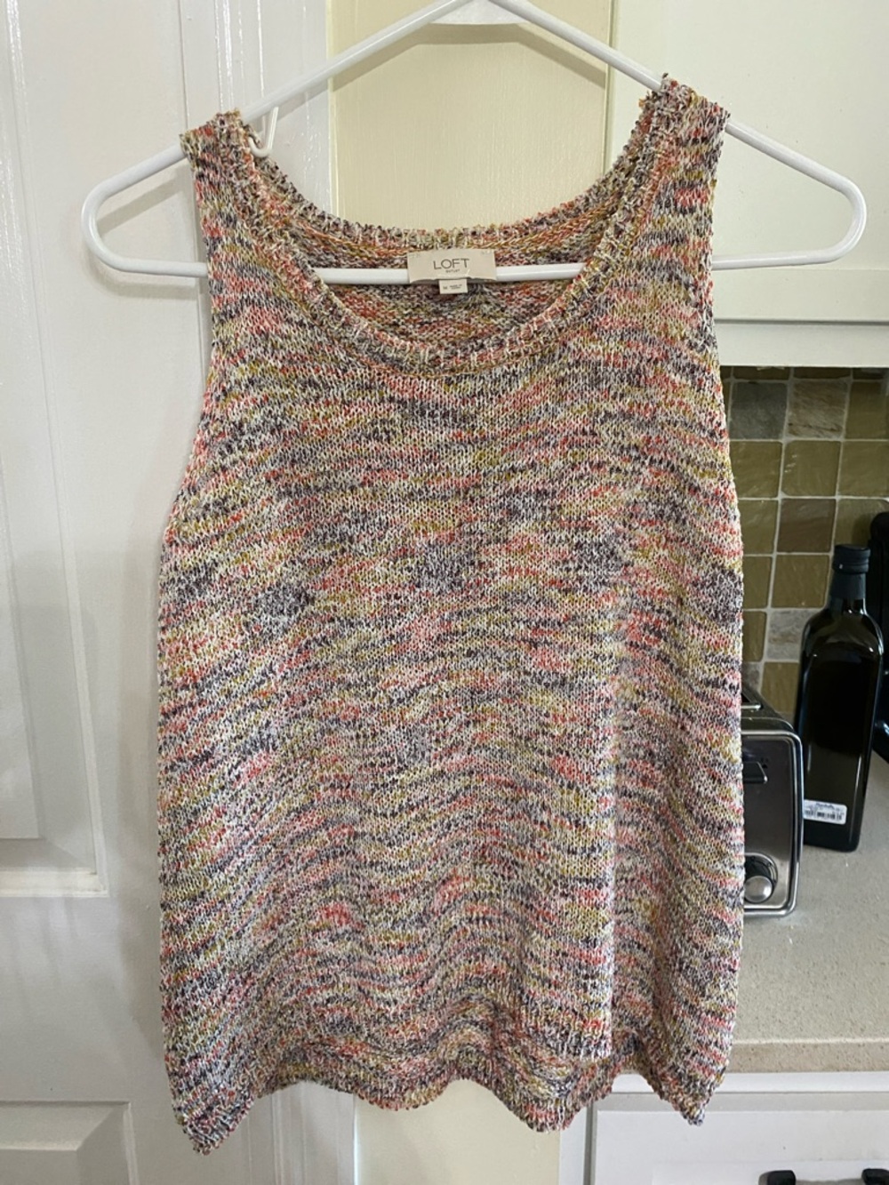 LOFT Multicolor Speckled Knit Tank Top - Pink, Yellow, Blue
